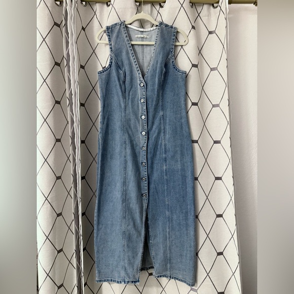 Abercrombie & Fitch Denim Blue Sleeveless Midi Dress - Picture 1 of 9